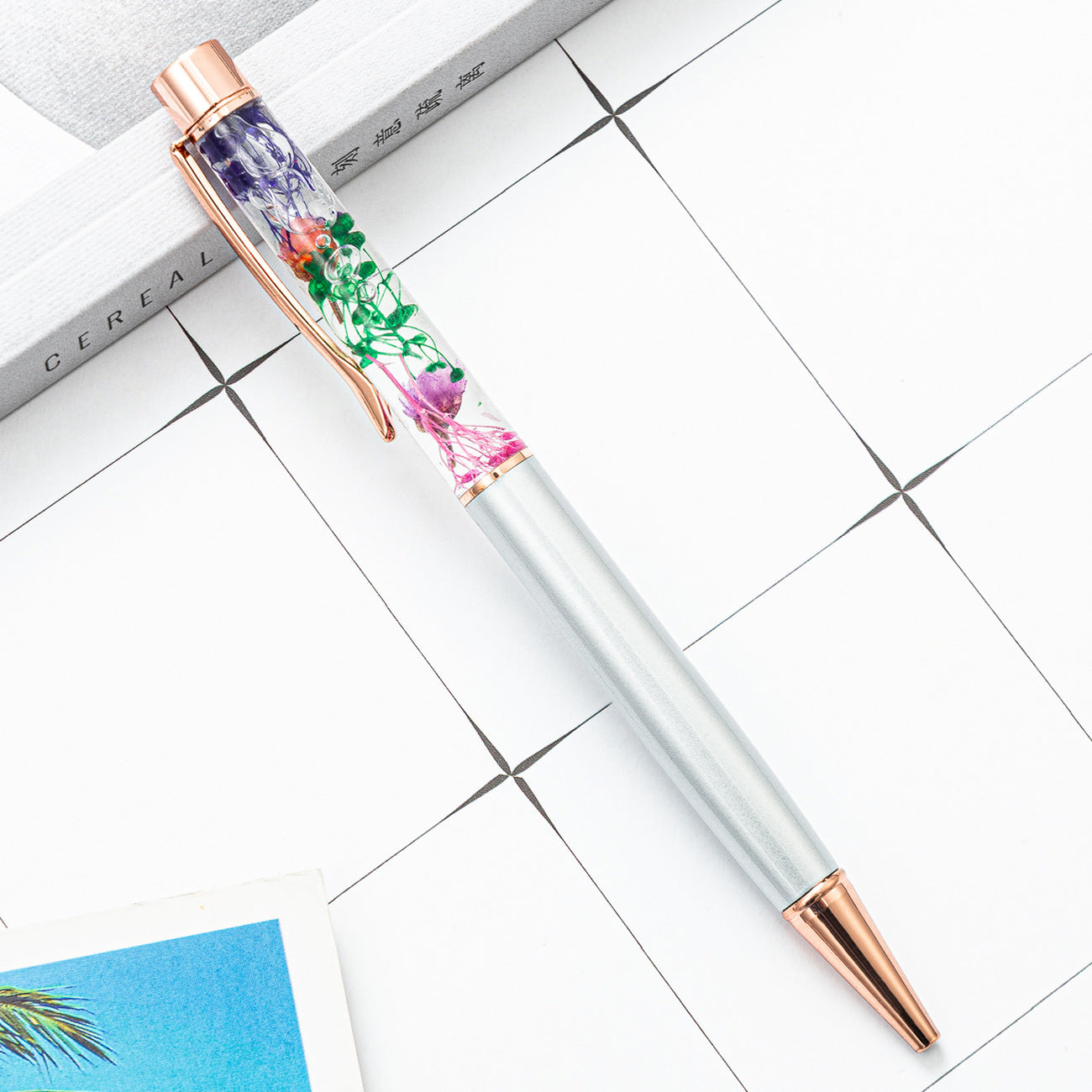 Wholesale Metal Crystal Preserved Flower Ballpoint Pen